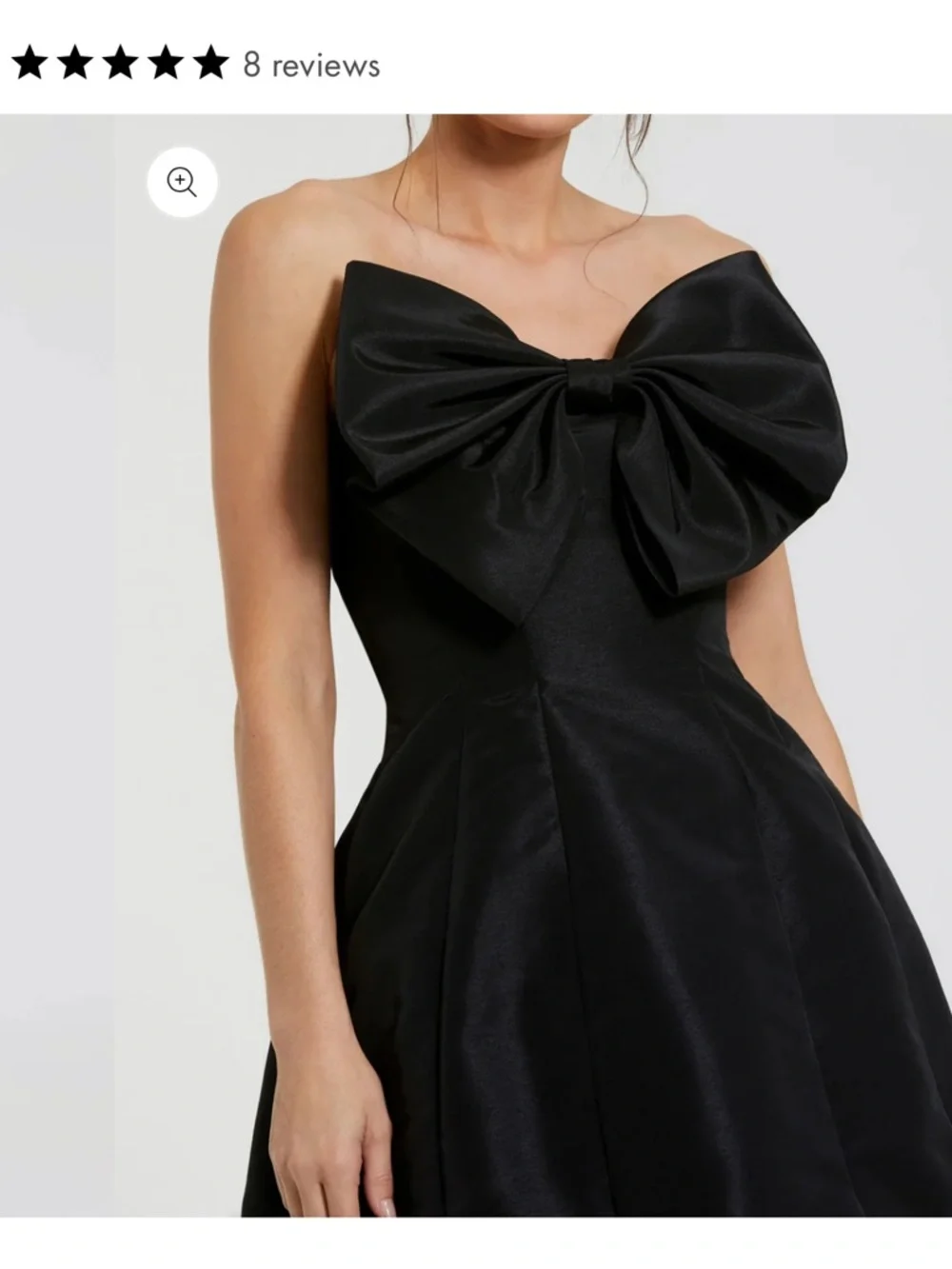 LBD Mac Duggal Black Strapless Bow Mini Dress - Picture 2 of 9